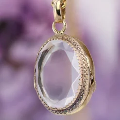 Sale Pamono 20th Century French Rock Crystal 18 Karat Yellow Gold Locket Pendant