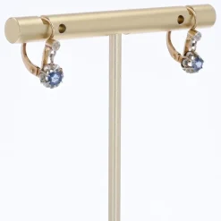 Pamono 20th Century French Sapphire 18 Karat Yellow Gold Lever-Back Earrings, Set of 2><noscript><img width=