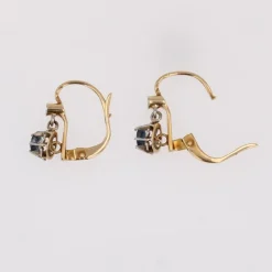 Pamono 20th Century French Sapphire 18 Karat Yellow Gold Lever-Back Earrings, Set of 2><noscript><img width=