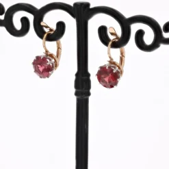 Outlet Pamono 20th Century Garnet 18 Karat Rose Platinum Gold Lever- Back Earrings, Set of 2