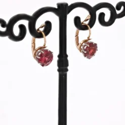 Outlet Pamono 20th Century Garnet 18 Karat Rose Platinum Gold Lever- Back Earrings, Set of 2