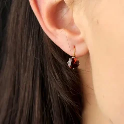 Outlet Pamono 20th Century Garnet 18 Karat Rose Platinum Gold Lever- Back Earrings, Set of 2