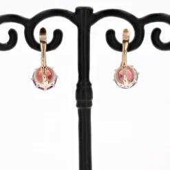 Outlet Pamono 20th Century Garnet 18 Karat Rose Platinum Gold Lever- Back Earrings, Set of 2