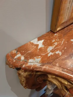 Pamono 19th Century Gilt Wood Rococo Console Table with Red Marble Top><noscript><img width=