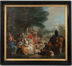 Clearance Pamono 19th Century Halt Hunting Oil on Canvas by Carle Van Loo