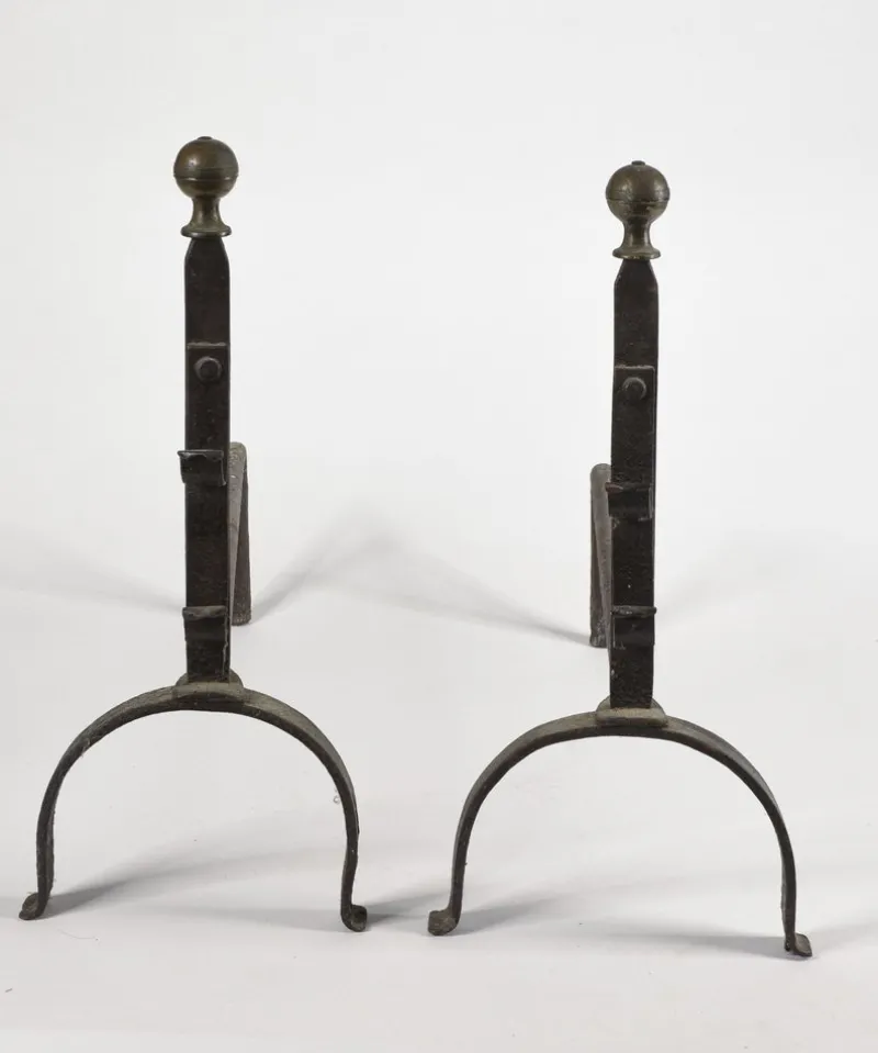 Online Pamono 19th Century Iron Fireplace Andirons, Set of 2
