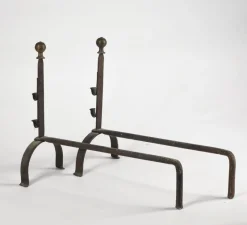 Online Pamono 19th Century Iron Fireplace Andirons, Set of 2