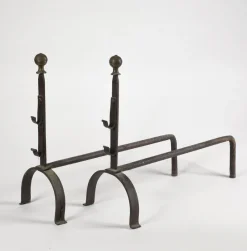 Online Pamono 19th Century Iron Fireplace Andirons, Set of 2