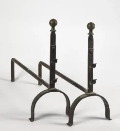 Online Pamono 19th Century Iron Fireplace Andirons, Set of 2