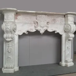 Outlet Pamono 18th Century Italian Baroque Style Carrara Marble Fireplace