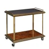 New Pamono 20th Century Italian Brass & Burr Walnut Drinks Trolley, 1970s