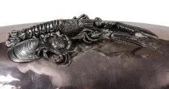 Pamono 19th Century Italian Handmade Silver-Plated Fish Tray from Cassetti> Trays
