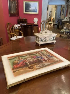 Pamono 19th Century Italian Oil on Alabaster Painting Pompeian Interior Scene in Ormolu><noscript><img width=