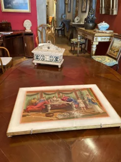 Pamono 19th Century Italian Oil on Alabaster Painting Pompeian Interior Scene in Ormolu><noscript><img width=