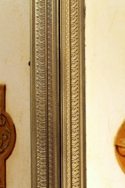 Pamono 19th Century Italian Six-Panel Painted Wood Folding Screen in Gilt Bronze Frame