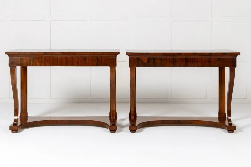 Pamono 19th Century Italian Walnut Console Tables, Set of 2