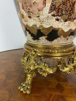 Pamono 19th Century Japan Satsuma Porcelain Vase and Golden Metal, 1870s><noscript><img width=