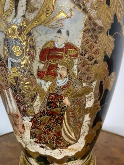 Pamono 19th Century Japan Satsuma Porcelain Vase and Golden Metal, 1870s><noscript><img width=