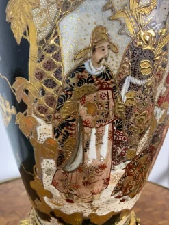 Pamono 19th Century Japan Satsuma Porcelain Vase and Golden Metal, 1870s><noscript><img width=