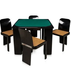 Pamono 20th Century Lacquered Wood Games Table & Chairs by Pierluigi Molinari for Pozzi, Milan, 1970, Set of 5> Game Tables