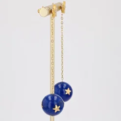 Pamono 20th Century Lapis-Lazuli Ball, Diamond and 18 Karat Yellow Gold Dangle Star Earrings><noscript><img width=