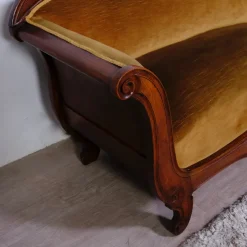 Pamono 19th Century Louis Philippe Boat-Shaped Sofa in Walnut and Velvet><noscript><img width=