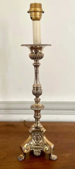 Pamono 19th Century Louis XIV Church Altar Candleholders in Silver Metal, Set of 2> Candleholders