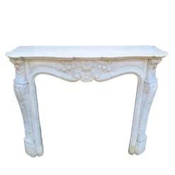 Pamono 19th Century Louis XV White Marble Fireplace> Fireplaces And Mantels