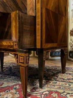 Pamono 18th Century Louis XVI Italian Nightstands Cabinets with Marble Top, Marquetry, 1780, Set of 2><noscript><img width=