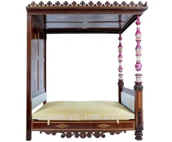 New Pamono 19th Century Mahogany and Porcelain 4 Poster Bed