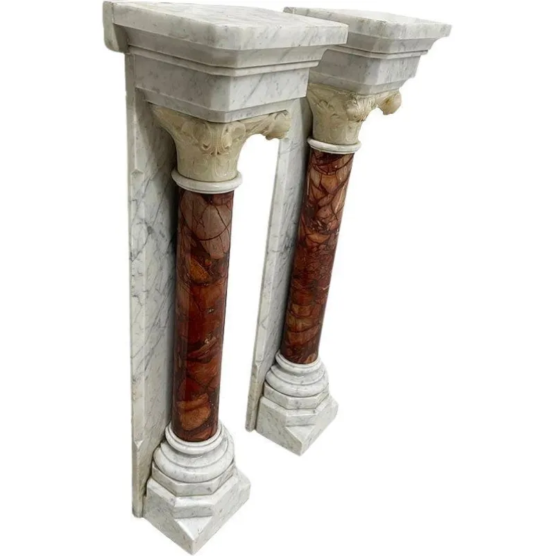 Pamono 19th Century Marble Half Wall Mounted Columns, Set of 2> Pedestals And Columns