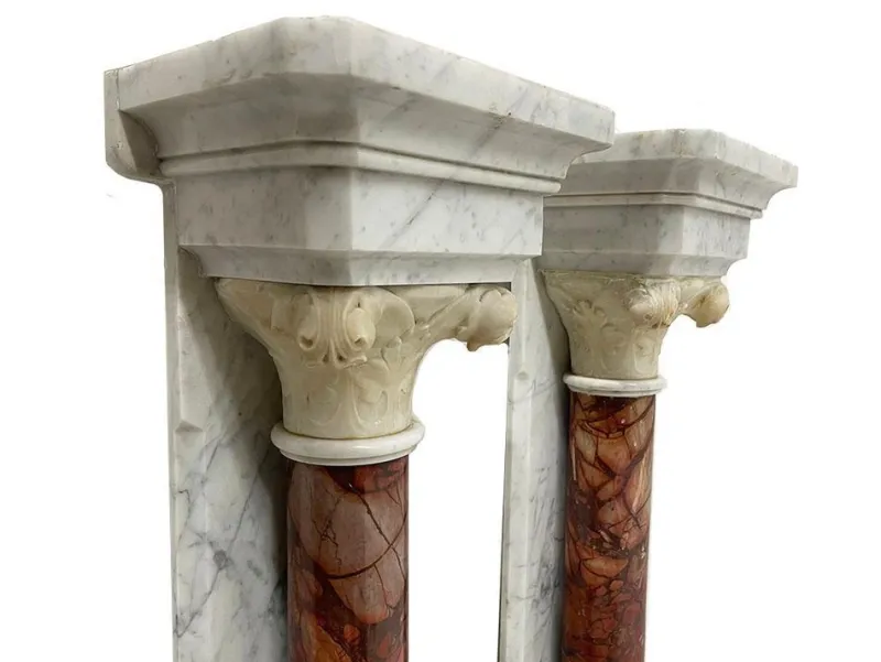 Pamono 19th Century Marble Half Wall Mounted Columns, Set of 2> Pedestals And Columns