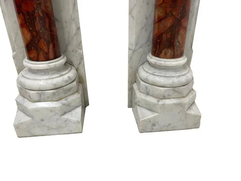 Pamono 19th Century Marble Half Wall Mounted Columns, Set of 2> Pedestals And Columns