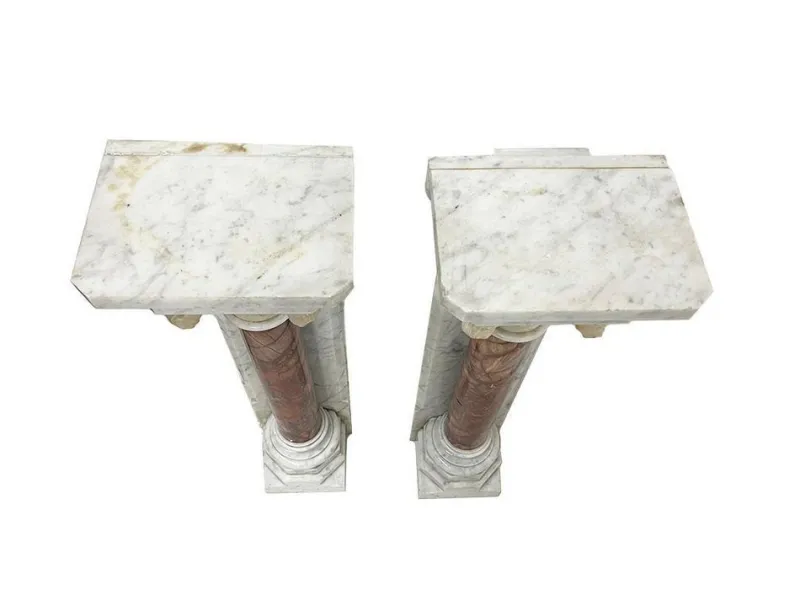 Pamono 19th Century Marble Half Wall Mounted Columns, Set of 2> Pedestals And Columns