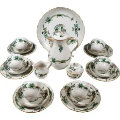 Pamono 20th Century Meissen Coffee Set with Dragon in Green & Gold, 1980s, Set of 22> Coffee & Tea Service