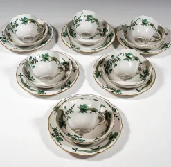 Pamono 20th Century Meissen Coffee Set with Dragon in Green & Gold, 1980s, Set of 22><noscript><img width=