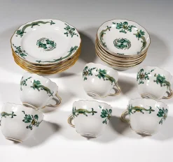 Pamono 20th Century Meissen Coffee Set with Dragon in Green & Gold, 1980s, Set of 22><noscript><img width=