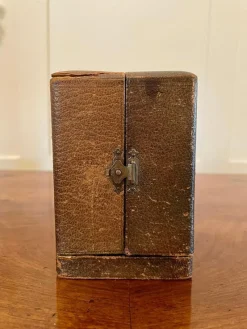 Pamono 19th Century Miniature Brass 8-Day Carriage Clock with Travelling Case, Set of 2><noscript><img width=
