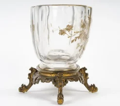 New Pamono 19th Century Napoleon III Crystal Bowl with Bronze Mounting from Baccarat