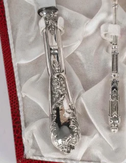 Pamono 19th Century Napoleon III Childrens Silver-Plated Cutlery Set><noscript><img width=