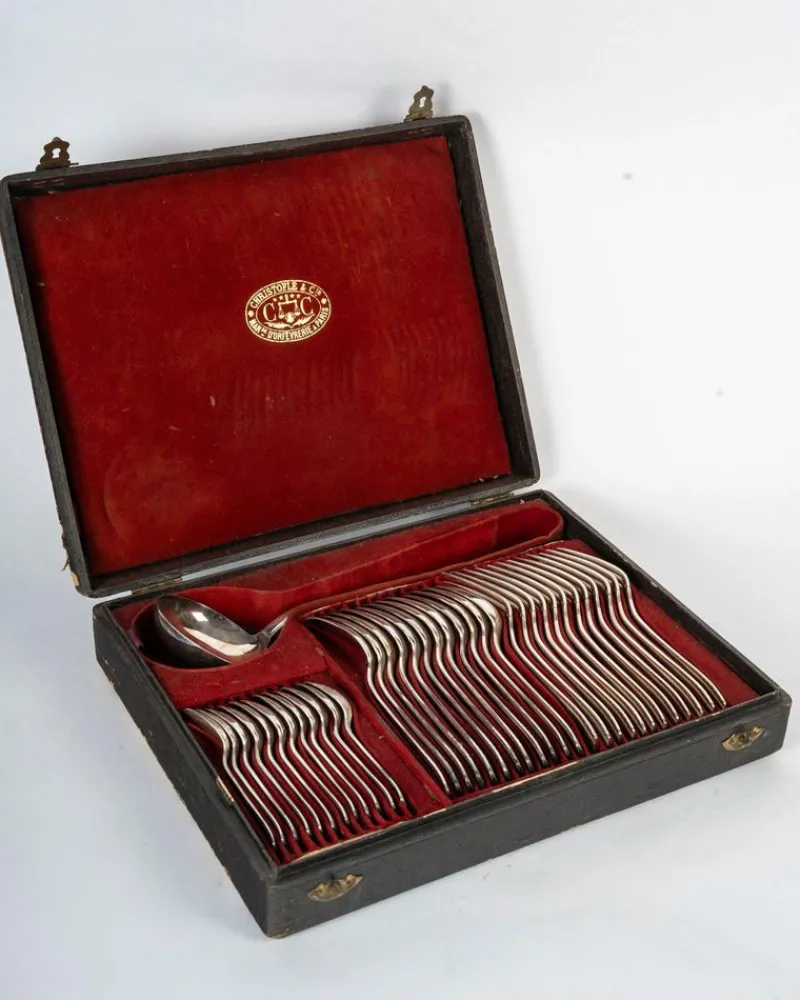 Hot Pamono 19th Century Napoleon III Silver Plated Cutlery Set with Case