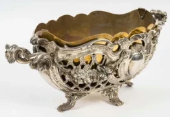 Pamono 19th Century Napoleon III Silver Plated Bronze Jardinière><noscript><img width=