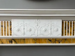 Pamono 19th Century Neoclassical Statuary White and Sienna Marble Fireplace Mantel><noscript><img width=