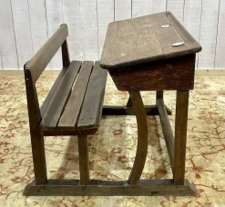 Sale Pamono 20th Century Oak School Desk with Porcelain Inkwells