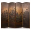 Pamono 20th Century Oil Painted on Leather Room Screen, 1920s> Room Dividers & Screens