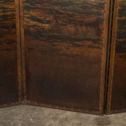 Pamono 20th Century Oil Painted on Leather Room Screen, 1920s><noscript><img width=