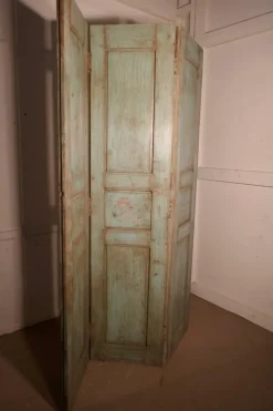 Best Pamono 19th Century Painted French Window Shutter 3 Fold Screen, 1850s