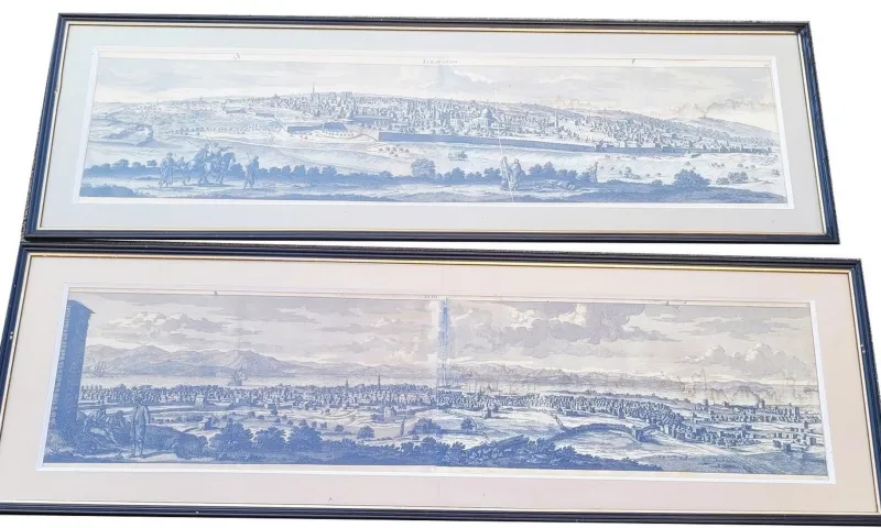 Outlet Pamono 19th Century Panoramic Views of Jerusalem in Scio, Framed Engravings, Set of 2