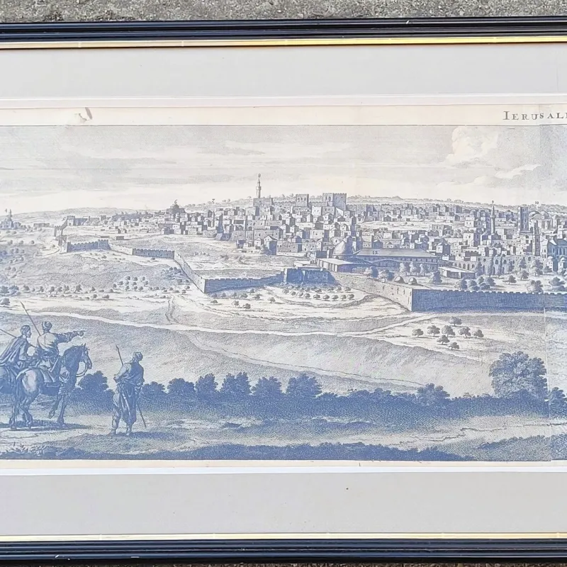 Outlet Pamono 19th Century Panoramic Views of Jerusalem in Scio, Framed Engravings, Set of 2