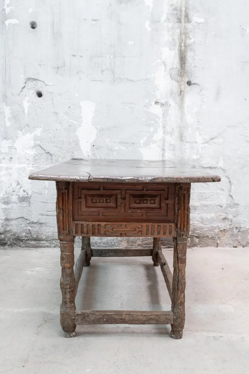 Pamono 17th Century Philip IV Spanish Table with Carved Herrerian Decor> Worktables & Workbenches
